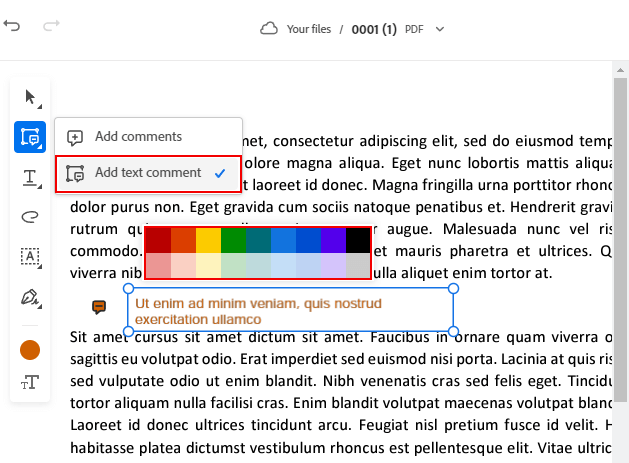 كيفية إضافة تعليقات إلى ملف pdf بلون أكروبات أكروبات
