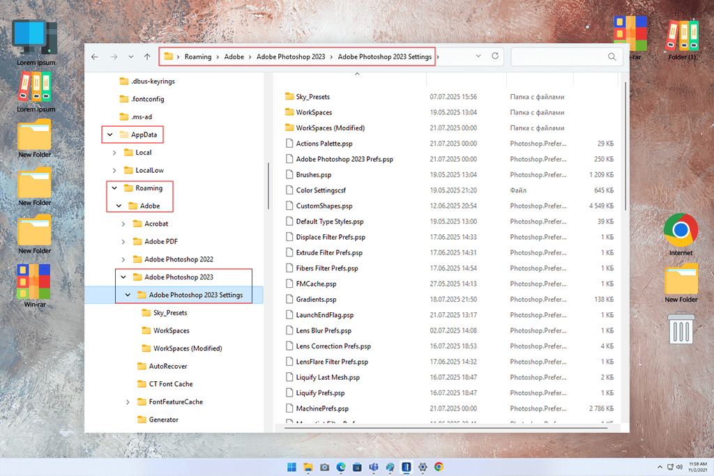 how to back up before resetting photoshop preferences windows