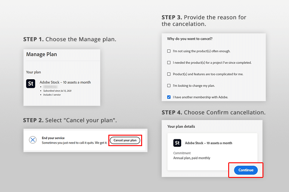 how to cancel adobe stock plan