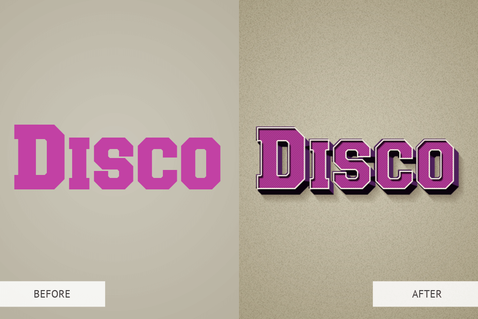 how to create a 3d retro text effect in adobe photoshop result