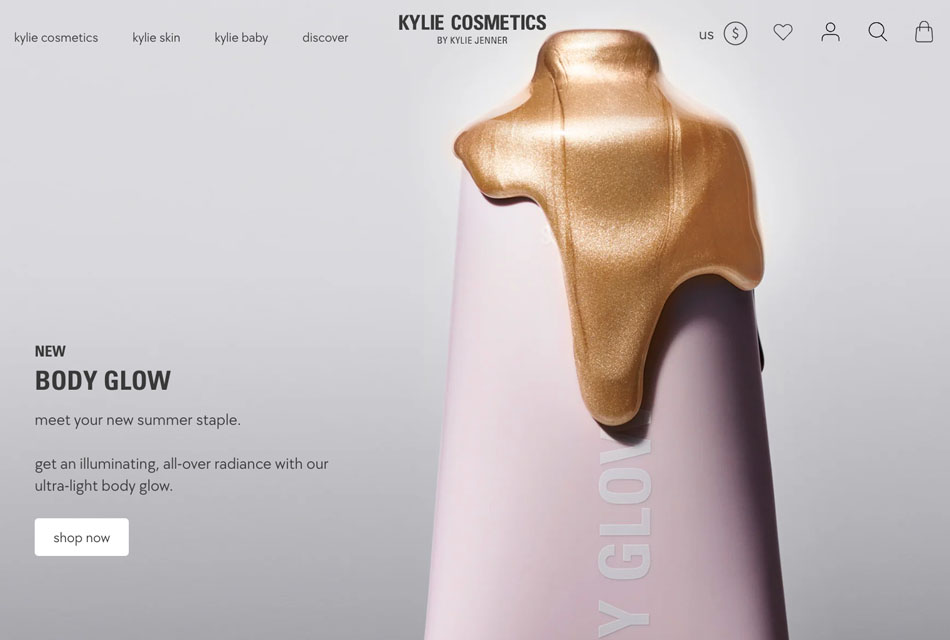 how to create a website hero image sample from kylie cosmetics by kylie jenner