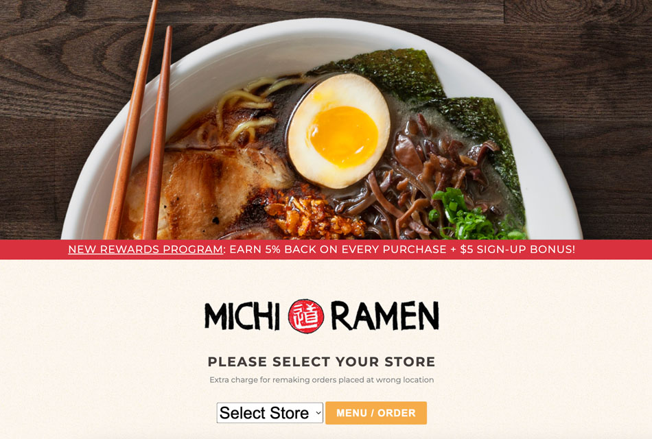 how to create a website hero image sample from michi ramen