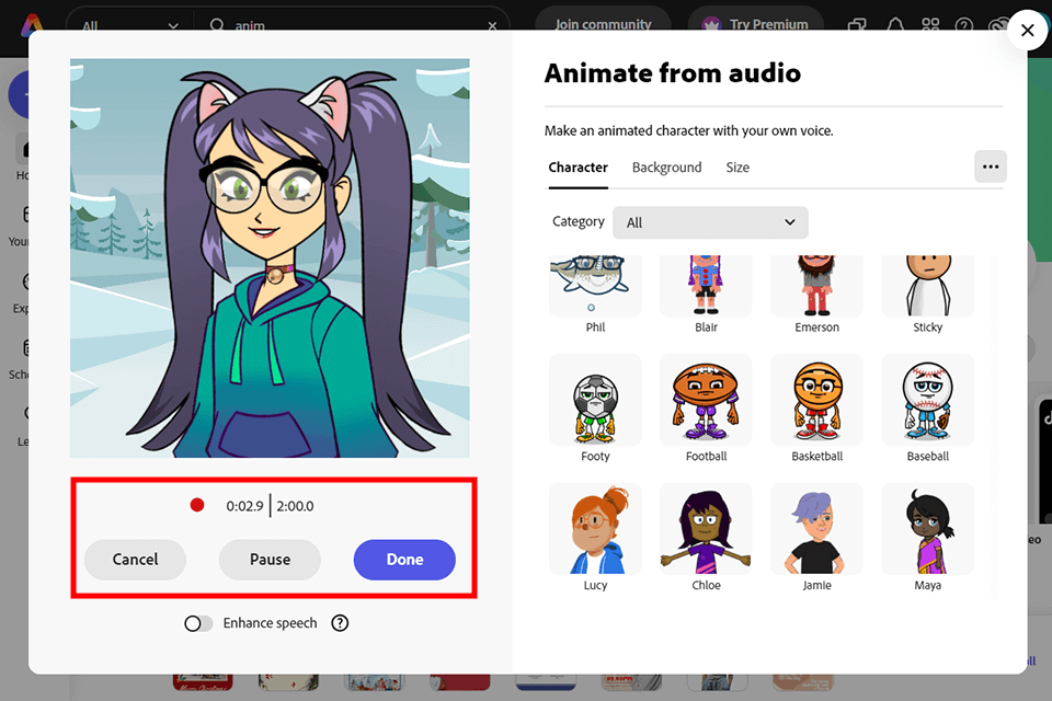 how to create animated voices include