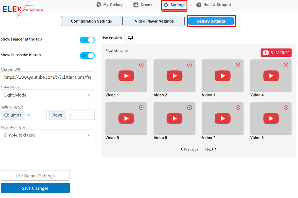 how to create the best youtube gallery website