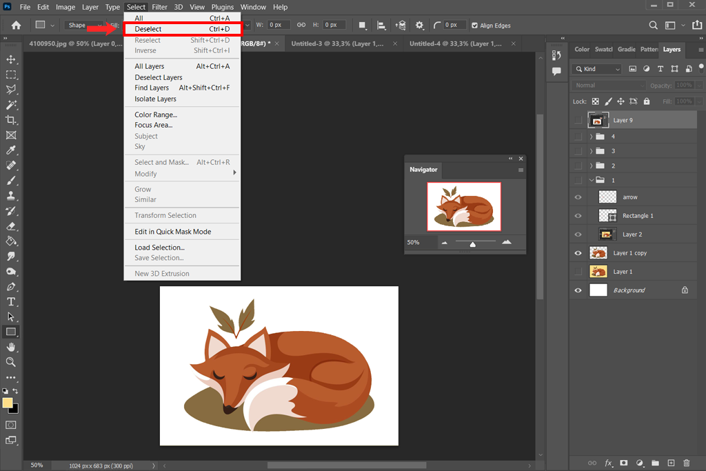 how to delete one color in photoshop with magic eraser tool deselect