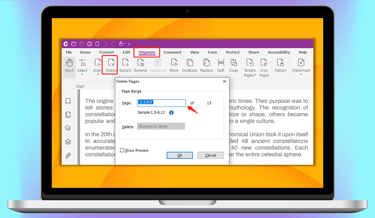 how to delete pages from pdf cover