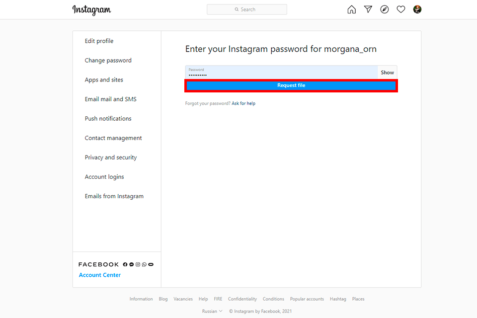 how to download instagram photos download data