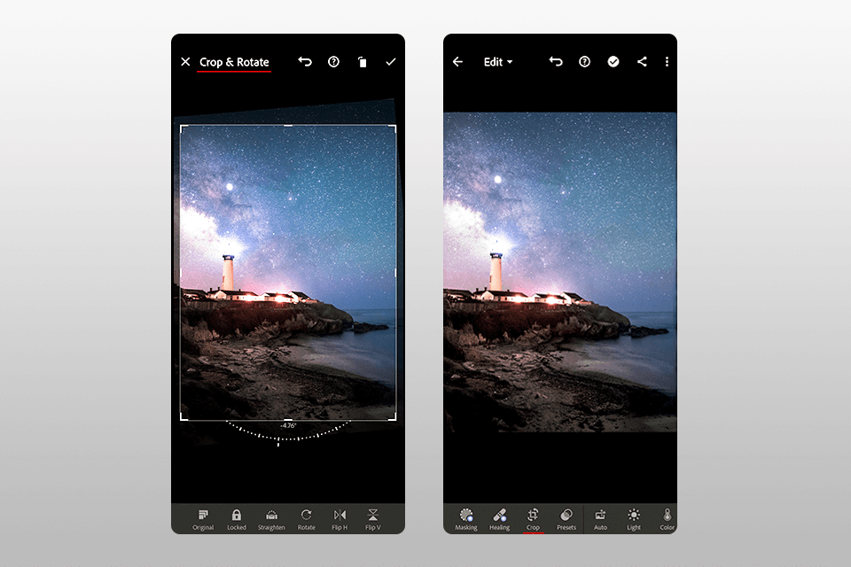 how to edit photos in lightroom mobile crop