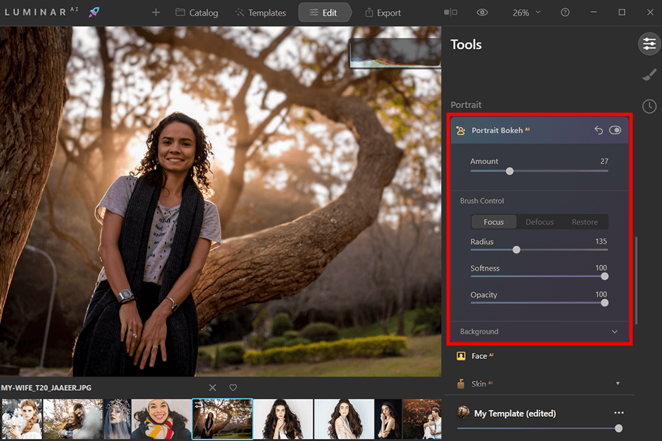 how to edit photos in luminar neo bokeh ai