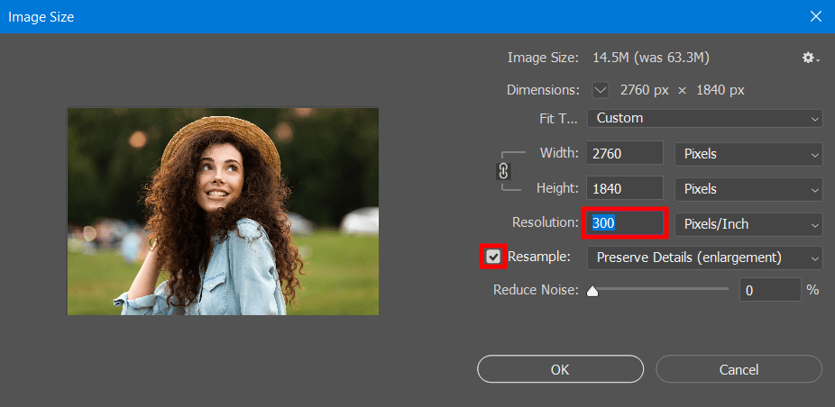 how to enlarge a picture for printing in photoshop resolution