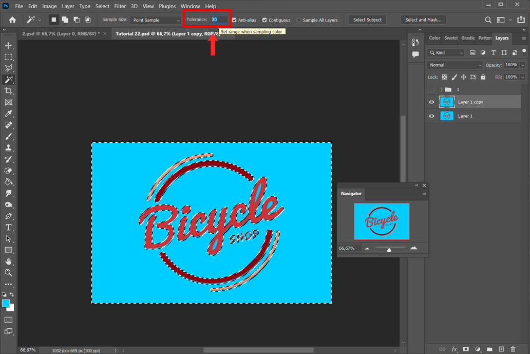 how to erase a specific color in photoshop with magic wand tool tolerance