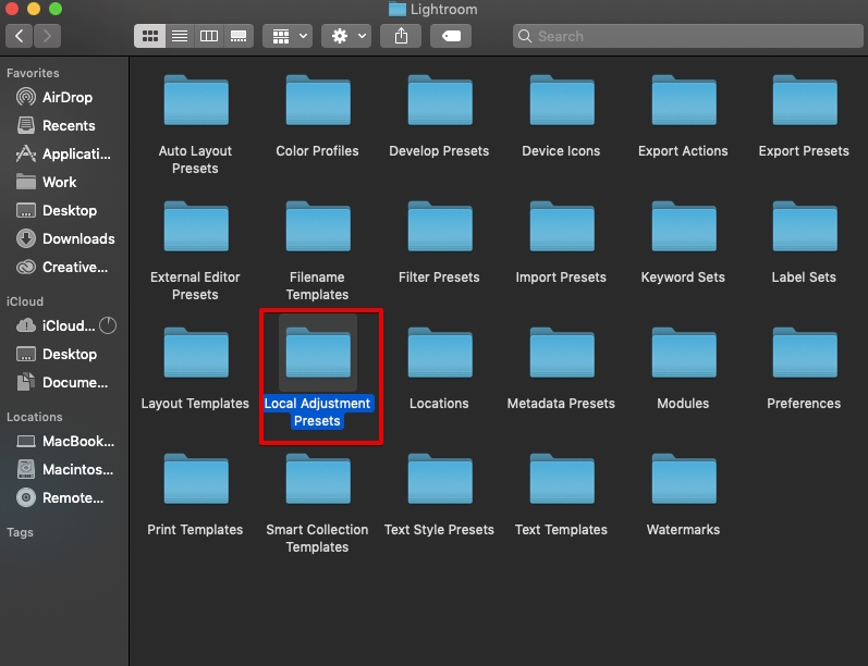 how to install lightroom brushes local adjustments folder