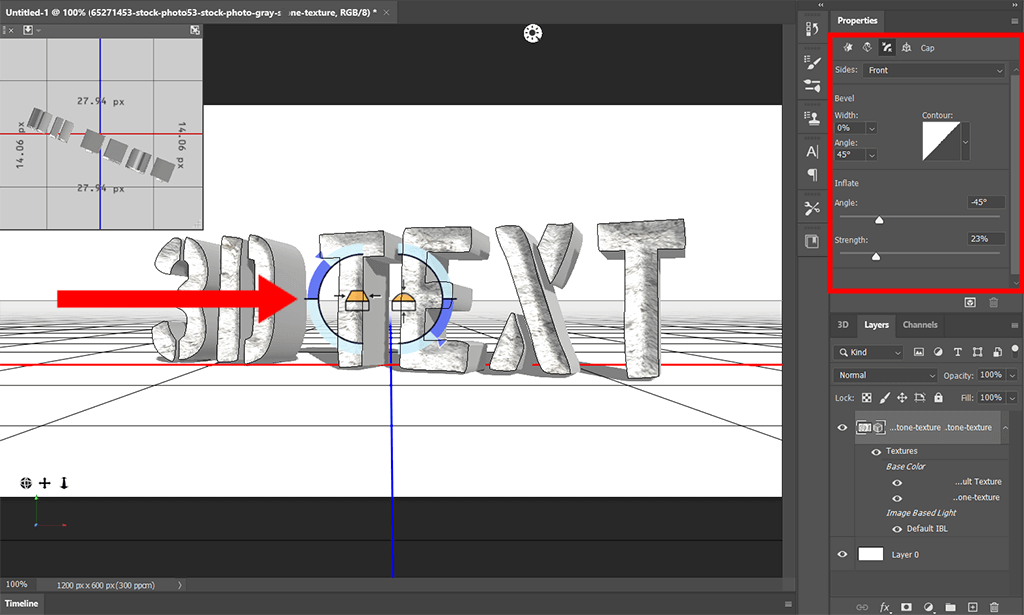 how to make 3d text in photoshop cap