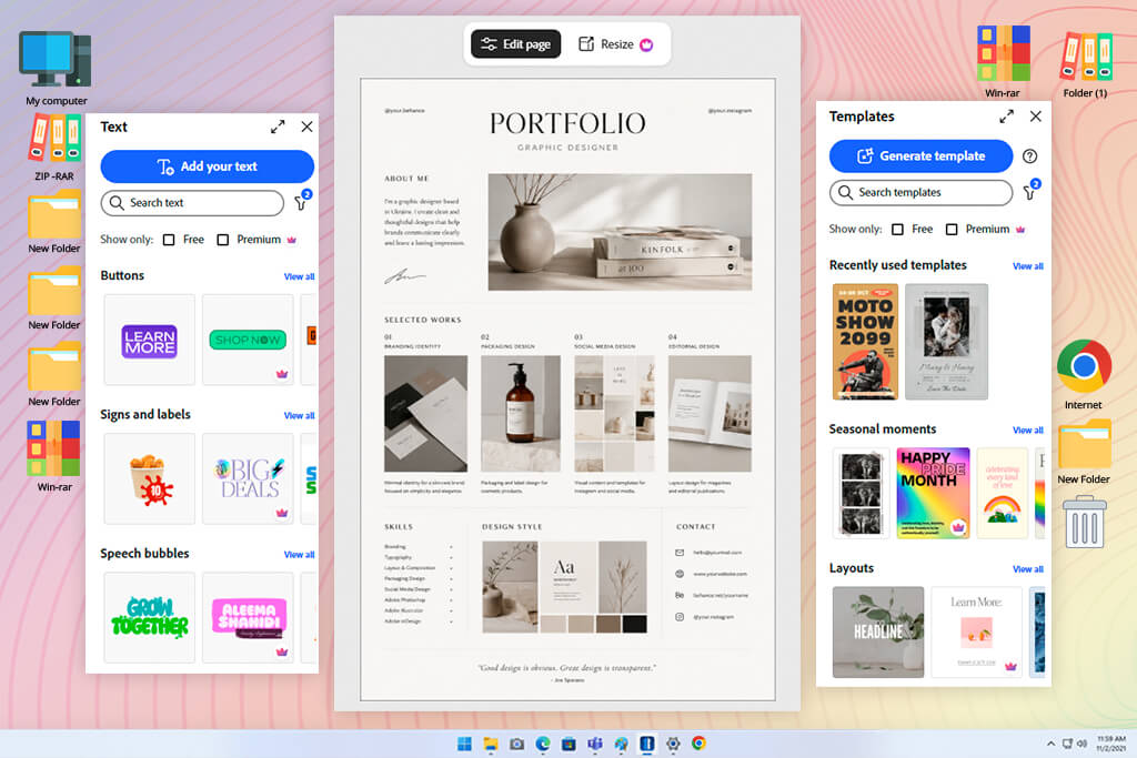 how to make a graphic design portfolio in adobe express