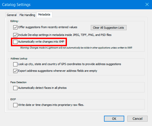 how to make lightroom faster xmp