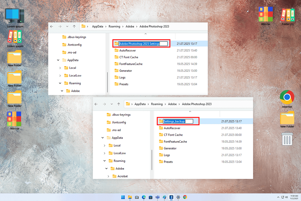 how to manually reset photoshop preferences