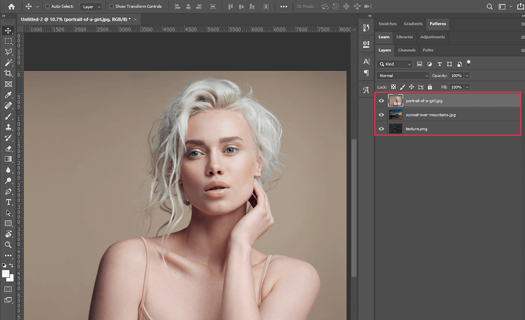 كيفية فتح الصور كطبقات في الفوتوشوب