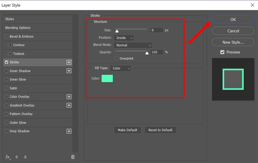 how to outline text in photoshop blending settings