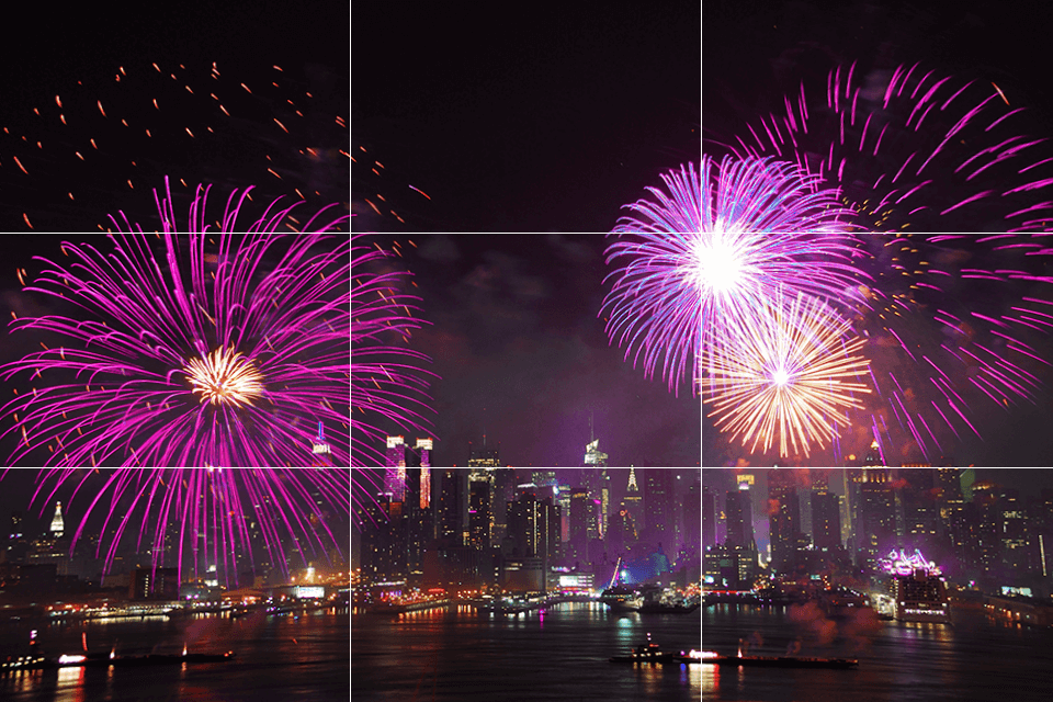 how to photograph fireworks rule of thirds