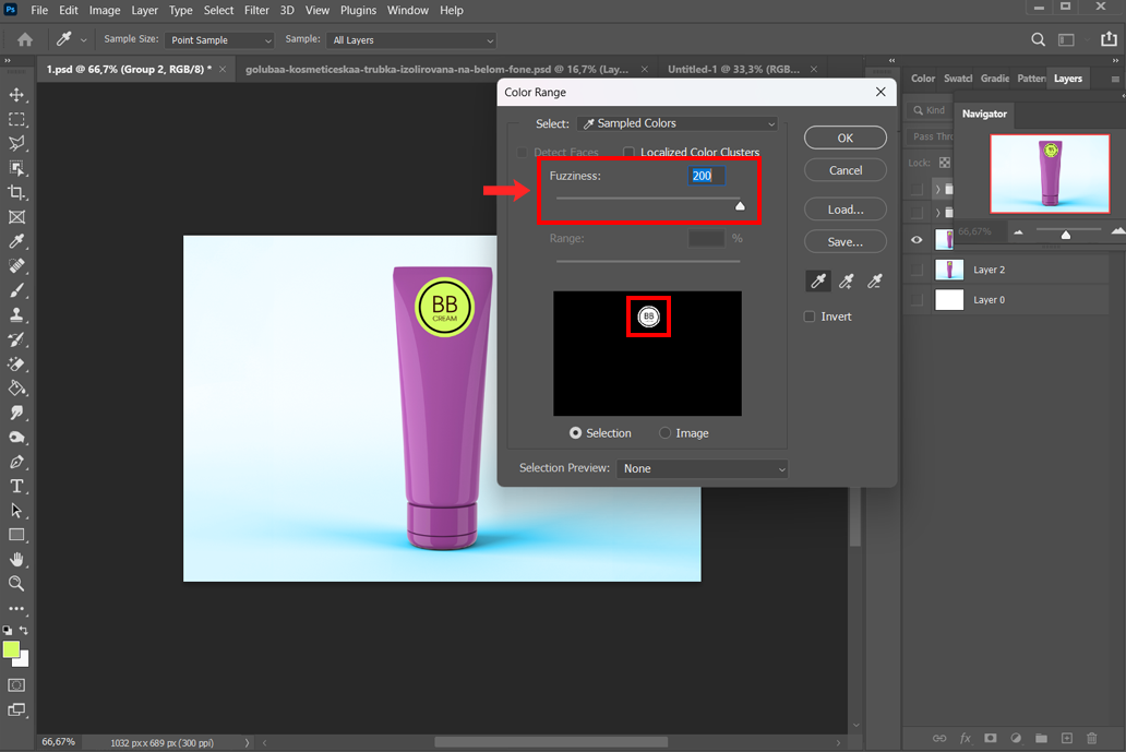 how to remove a color in photoshop with color range tool adjust fuzziness