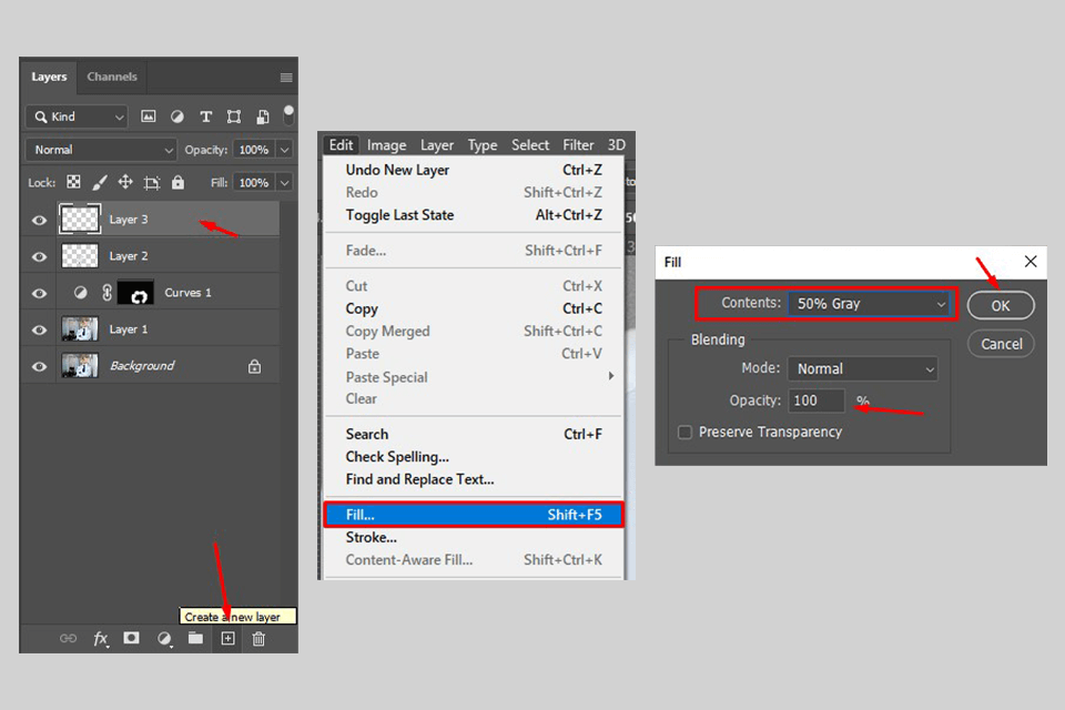 how to remove clothing wrinkles in photoshop brush tool new layer gray fill