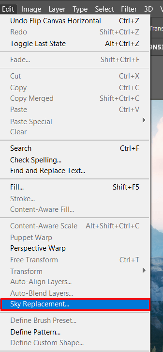 how to replace the sky in photoshop 2021 edit