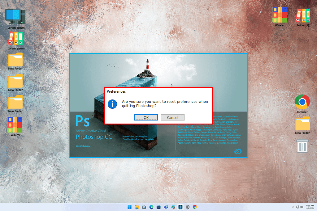 how to reset photoshop preferences to default