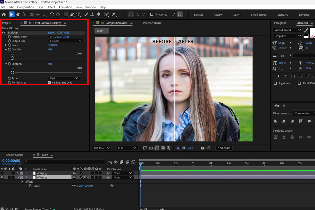 how to upscale video in adobe after effects