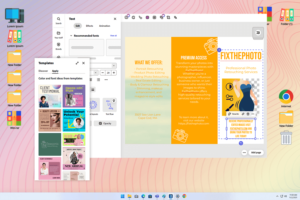 how to use adobe express for different flyer sizes