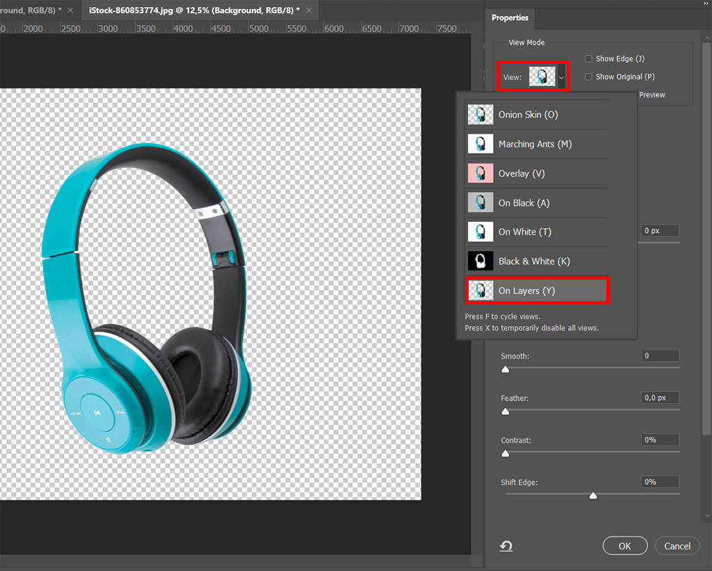 how to use magic wand in photoshop select and mask view on layers