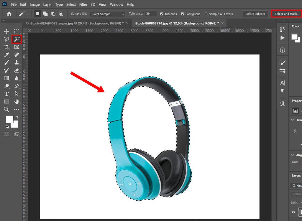 how to use magic wand in photoshop select and mask