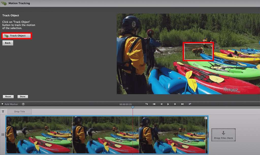 how to use motion tracking in adobe premiere elements track object