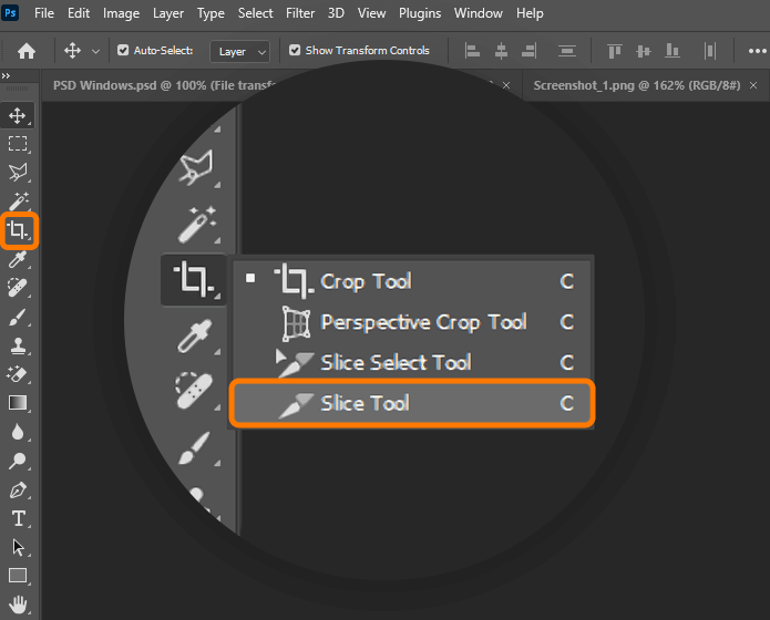 how to use slice tool in photoshop