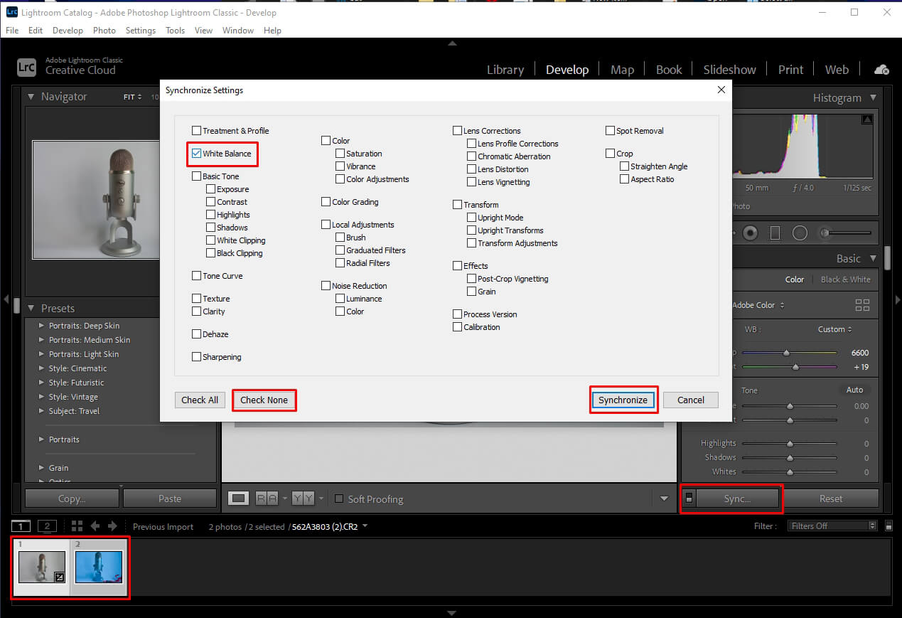 how to use white balance card in lightroom white balance sync