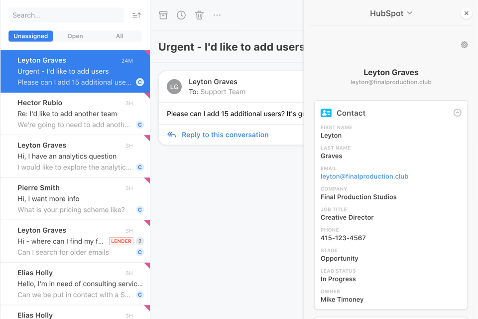 hubspot crm interface