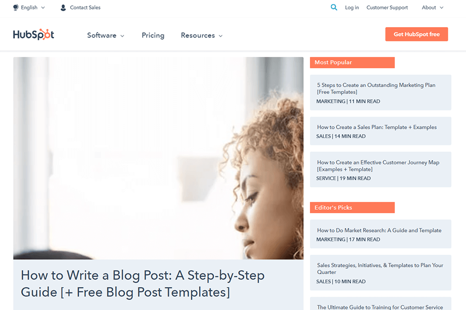 hubspot dijital pazarlama blog arayüzü
