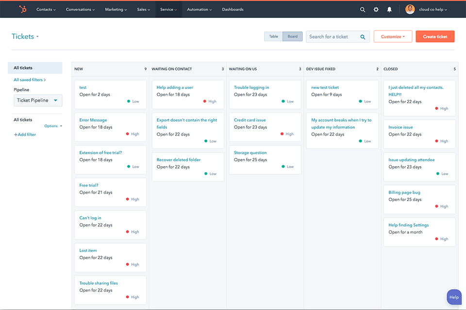 hubspot interface