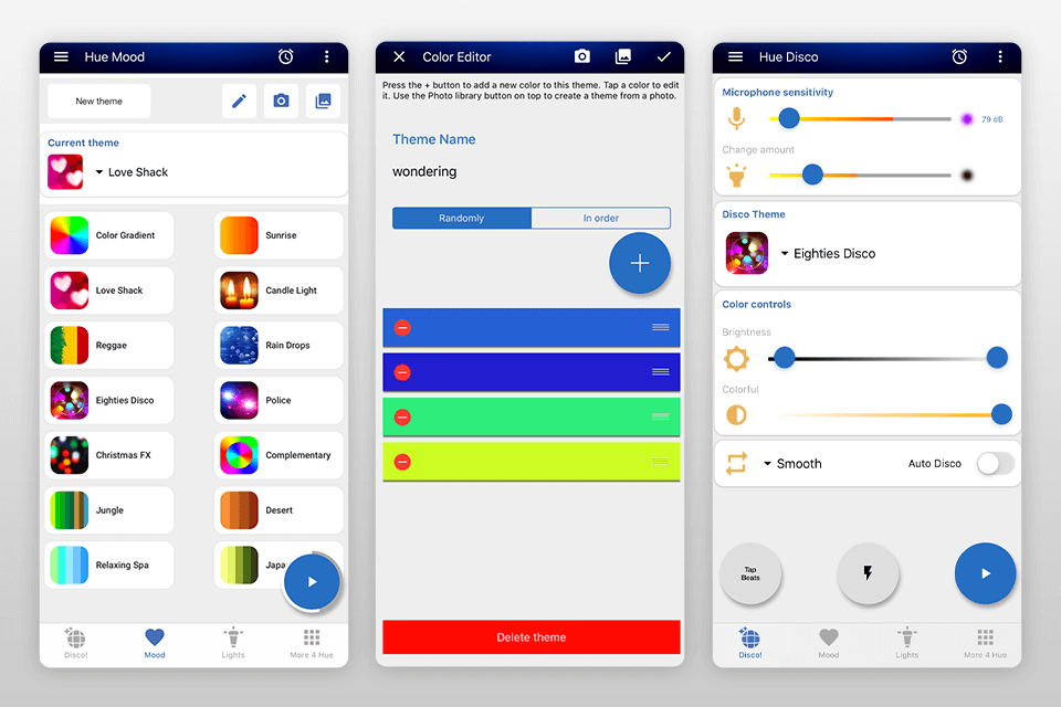 hue disco music sync app interface
