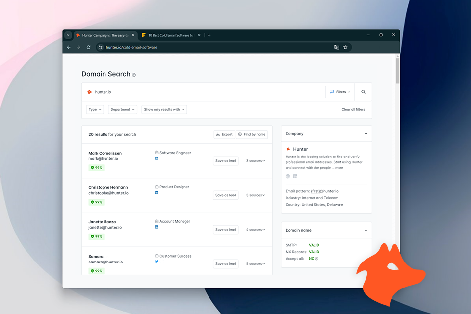 hunter.io best cold email software