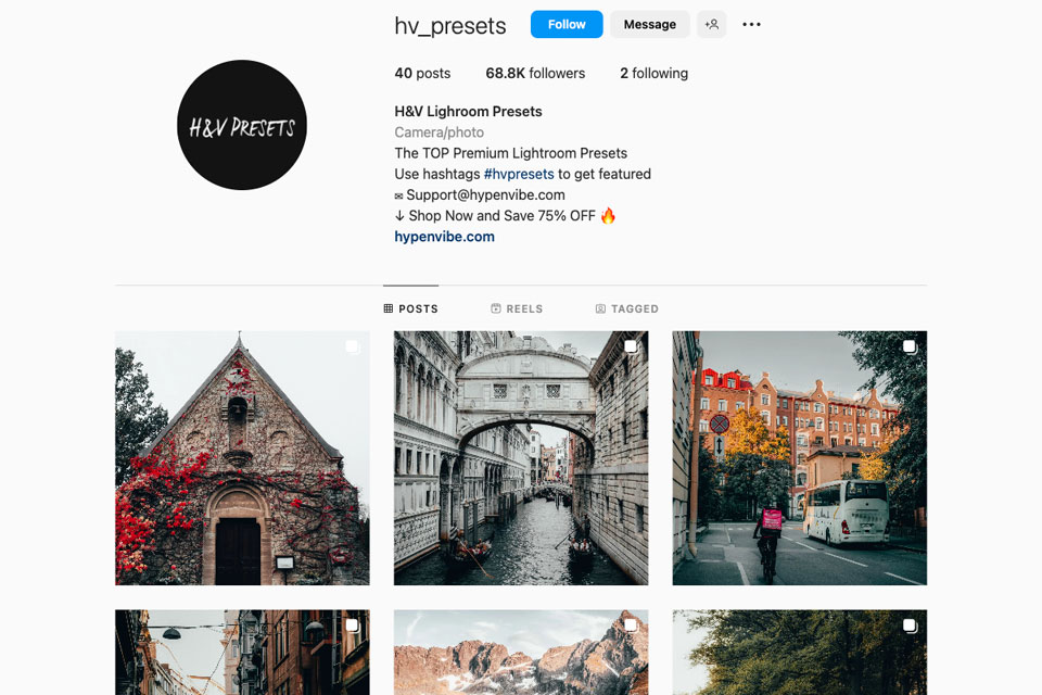 h&v presets instagram