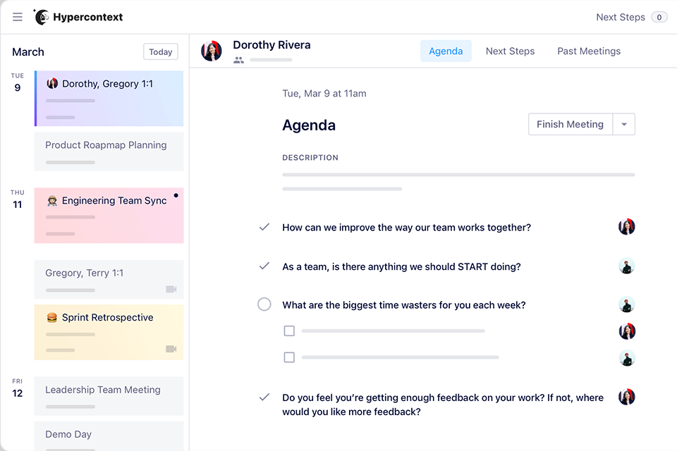 hypercontext meeting management software interface