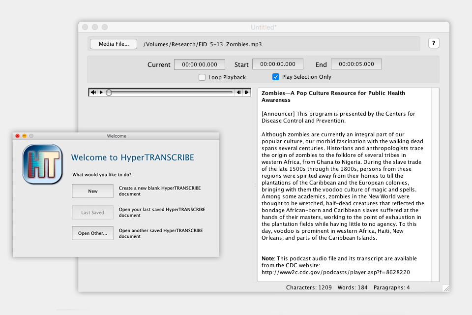 hypertranscribe video to text converters interface