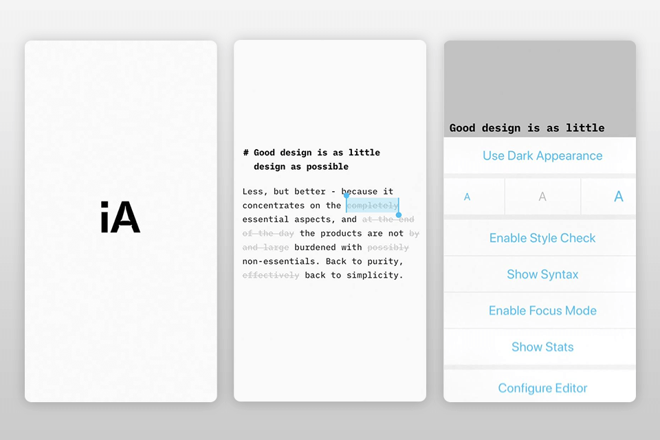 ia writer writing app for android interface