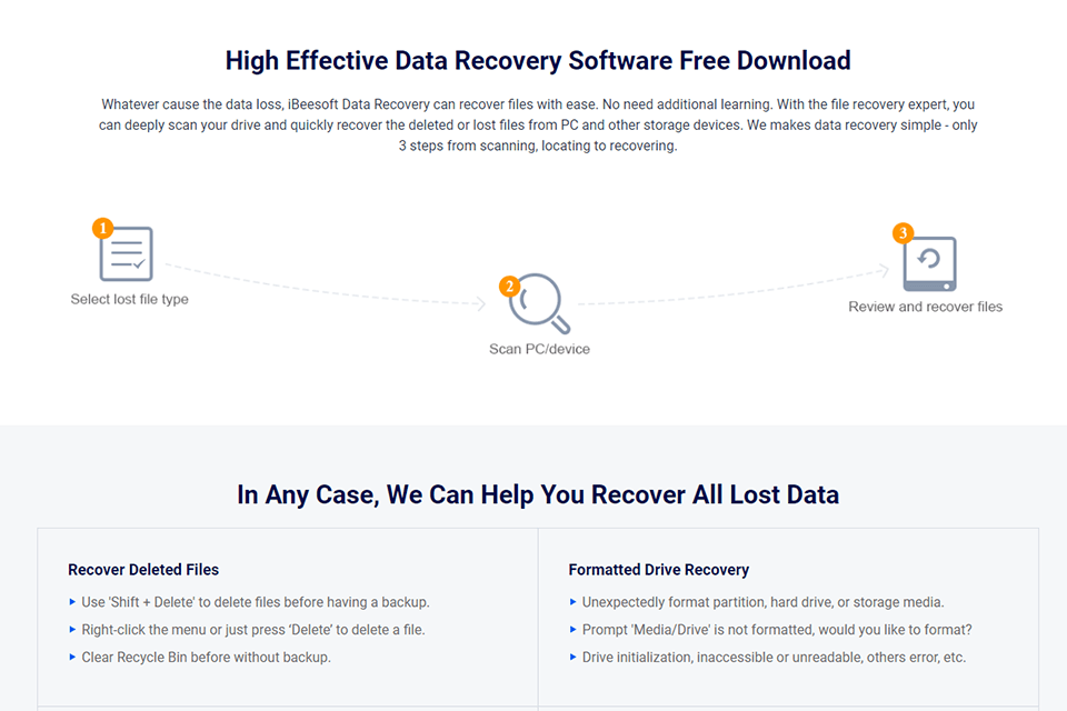 ibeesoft interface data recovery