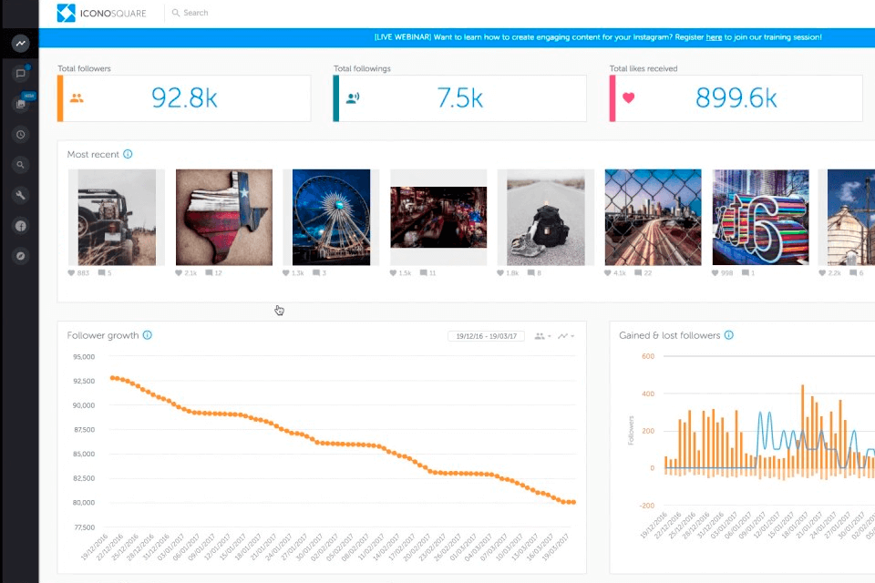 أداة تسويق instagram iconosquare لواجهة النمو السريع