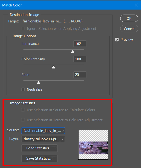 identify a donor to match a color in photoshop