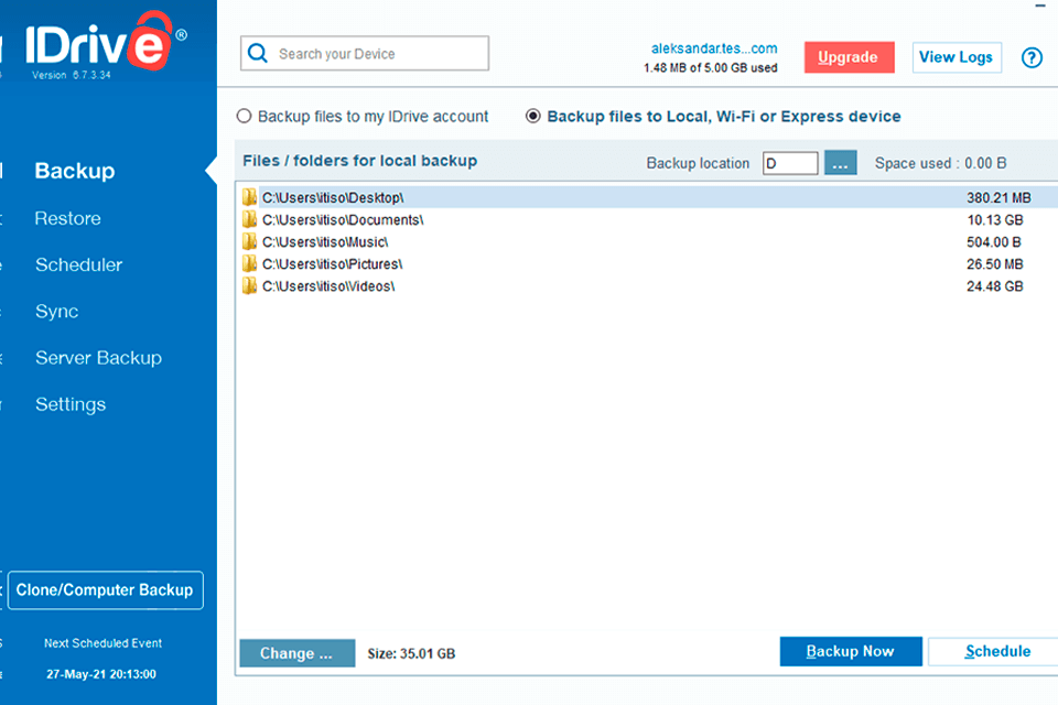التخزين السحابي idrive لواجهة الصور