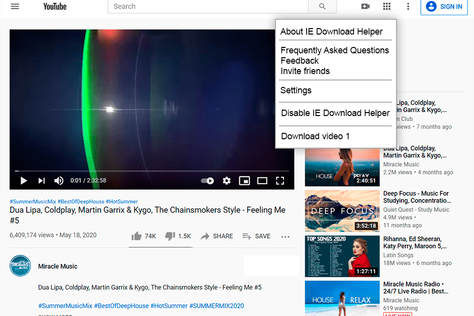 ie downloadhelper download interface