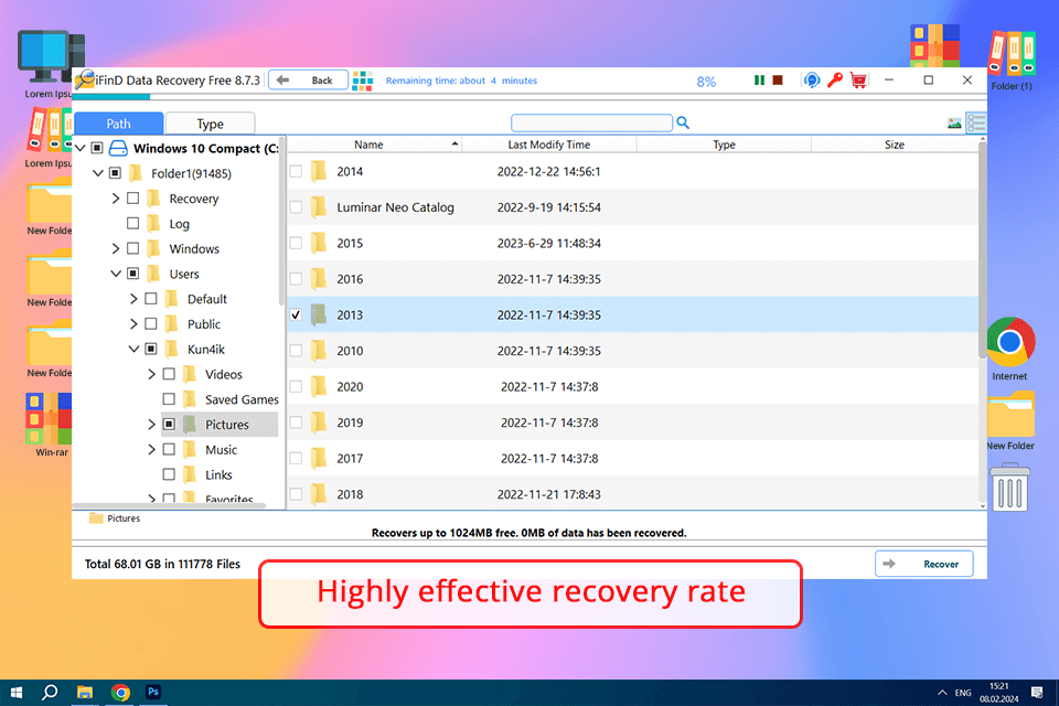 ifind data recovery rate