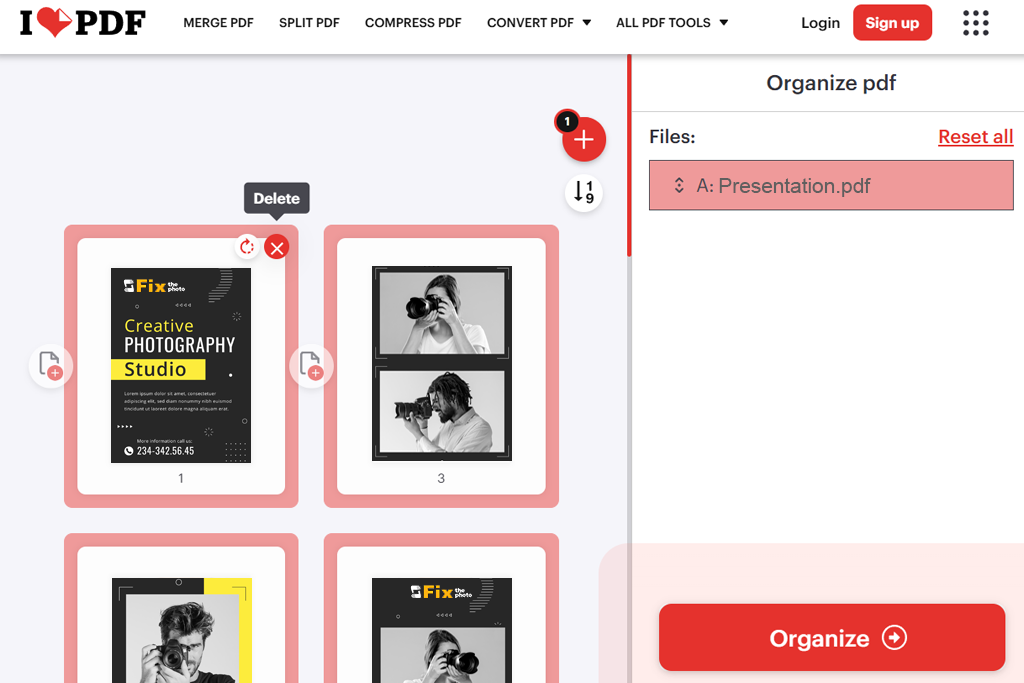 ilovepdf to delete pages from pdf